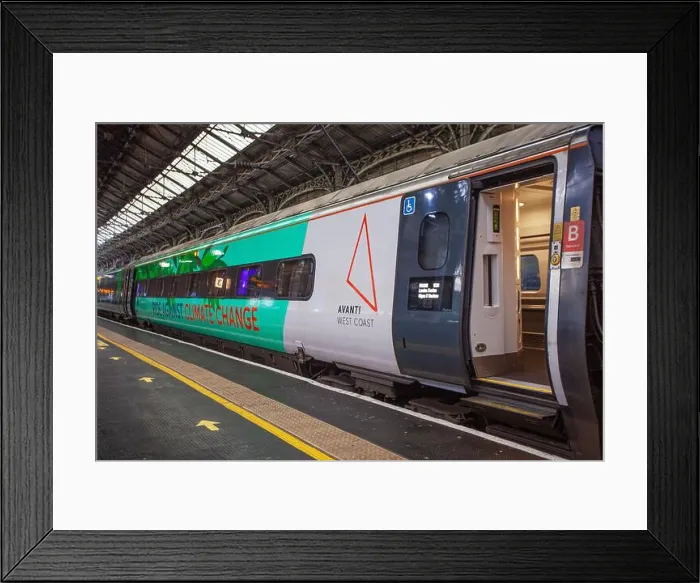 Framed Print : Vinyl Wrap Climate train slogans Avanti West Coast