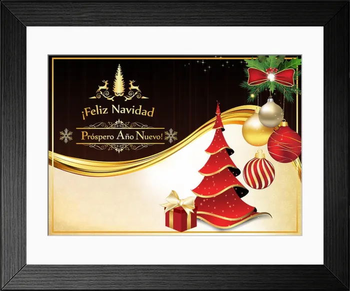 Framed Print : Feliz Navidad y Feliz Año Nuevo - Tarjeta de felicitación de invierno