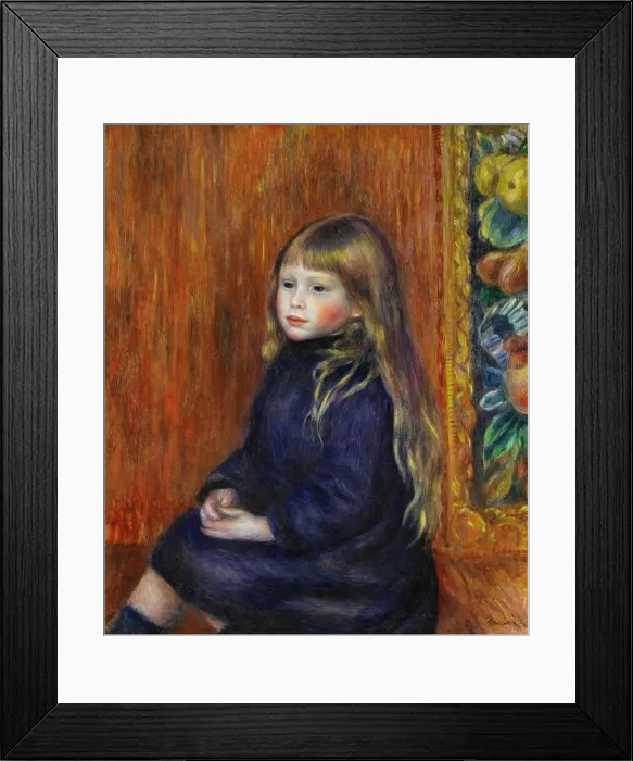 Framed Print : Enfant assis en robe bleue (Portrait d'Edmond Renoir fils)
