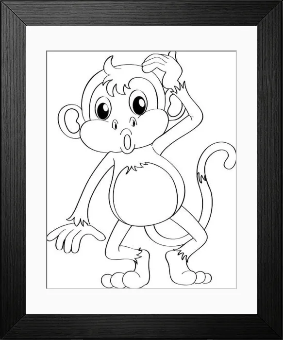 Framed Print : Animal outline for funny monkey illustration Framed Print : Animal outline for funny monkey illustration