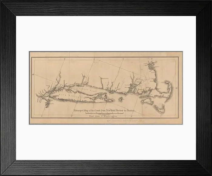 Framed Print : Enlarged map of the coast from New York Harbor to Boston 1870 Framed Print : Enlarged map of the coast from New York Harbor to Boston 1870