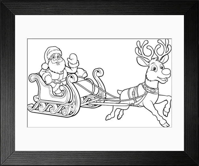 Framed Print : Santa Claus Christmas Fling Sleigh Sled Reindee Framed Print : Santa Claus Christmas Fling Sleigh Sled Reindee