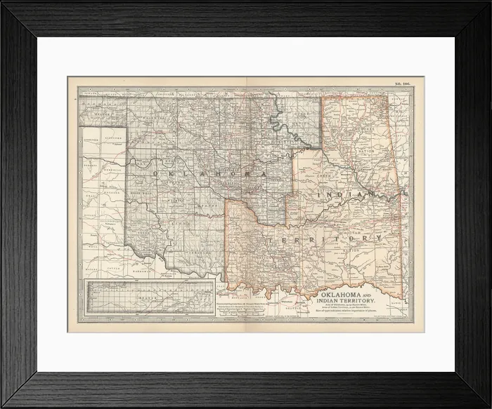 Framed Print : Map of Oklahoma and the Indian Territory Framed Print : Map of Oklahoma and the Indian Territory