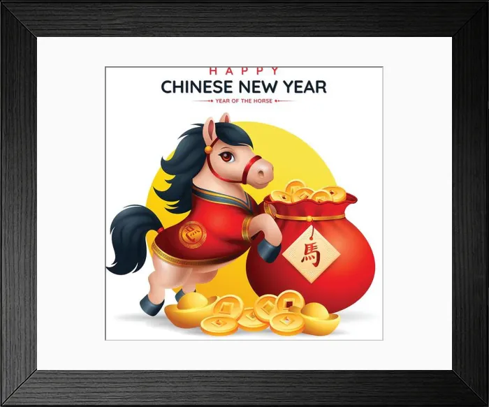 Framed Print : Year of the horse Sign or symbol, 2026 Chinese New Year with 3D vector illustration. Translation : Horse Framed Print : Year of the horse Sign or symbol, 2026 Chinese New Year with 3D vector illustration. Translation : Horse