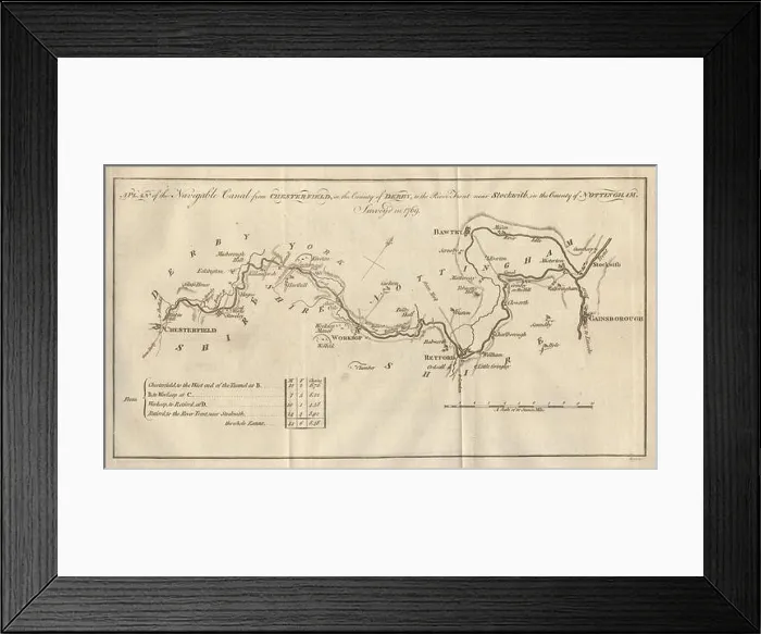 Framed Print : A plan of the navigable canal… Chesterfield canal. GENTS MAG 1777 old map Framed Print : A plan of the navigable canal… Chesterfield canal. GENTS MAG 1777 old map