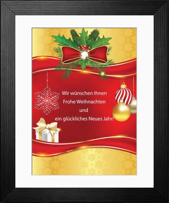 Framed Print : Geschäftliche Weihnachtsgrüße. Wir wünschen Ihnen Frohe Weihnachten und ein Glückliches Neues Jahr Grußkarte Framed Print : Geschäftliche Weihnachtsgrüße. Wir wünschen Ihnen Frohe Weihnachten und ein Glückliches Neues Jahr Grußkarte