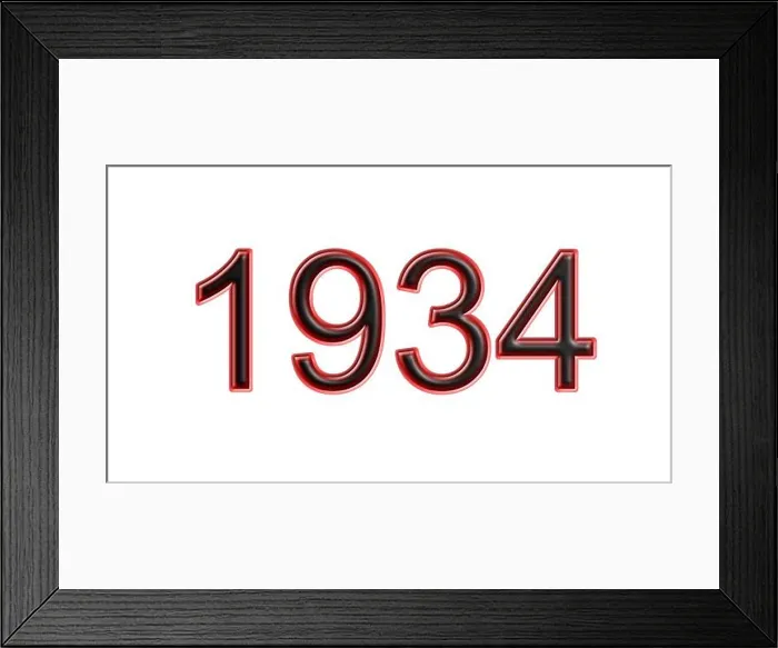 Framed Print : red 1934 number 3d effect white background Framed Print : red 1934 number 3d effect white background