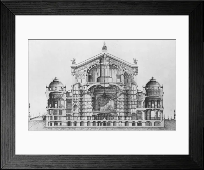 Framed Print : Palais Garnier transverse section at the auditorium and pavilions Steinhauser 1969 plate8 Framed Print : Palais Garnier transverse section at the auditorium and pavilions Steinhauser 1969 plate8