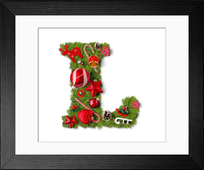 Framed Print : Christmas alphabet letter L isolated on white Framed Print : Christmas alphabet letter L isolated on white