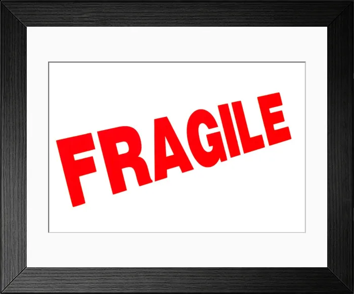 Framed Print : The word Fragile spelled out in red letters Framed Print : The word Fragile spelled out in red letters