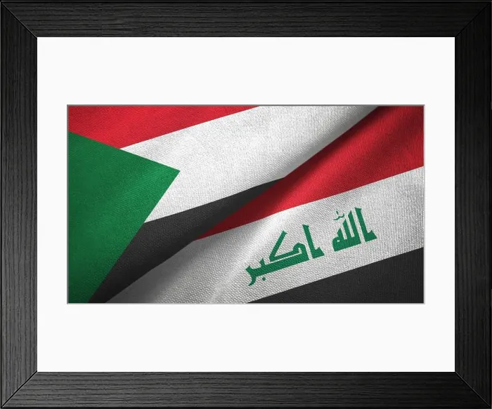 Framed Print : Sudan and Iraq two flags textile cloth Framed Print : Sudan and Iraq two flags textile cloth