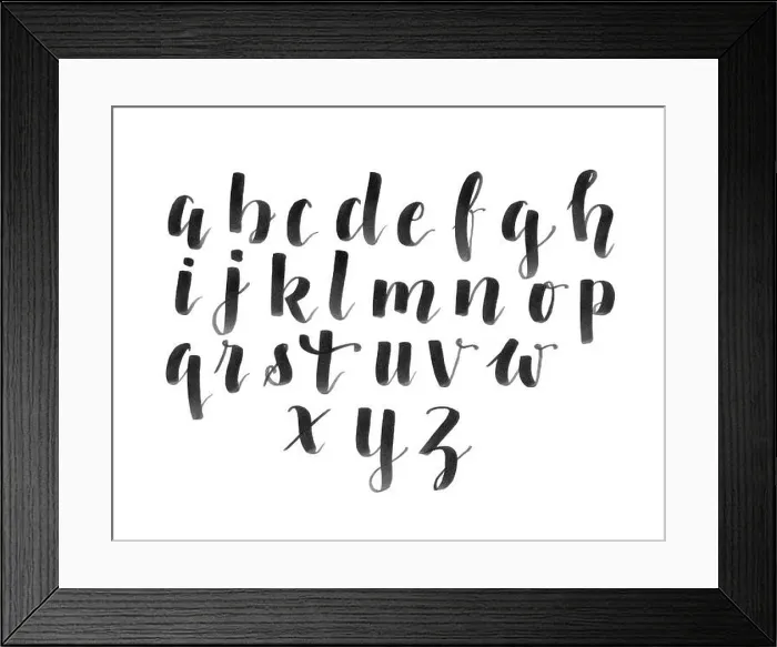 Framed Print : Alphabet in modern calligraphy style Framed Print : Alphabet in modern calligraphy style