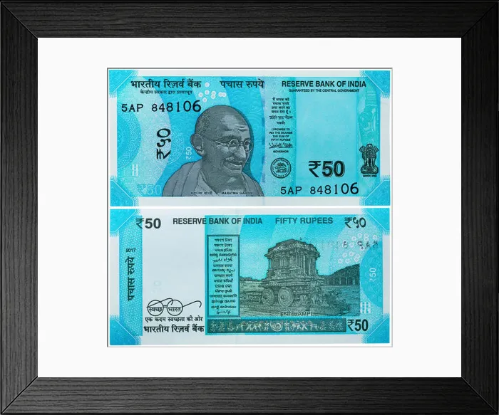Framed Print : 50 rupees banknote, Mahatma Gandhi, India, 2017 Framed Print : 50 rupees banknote, Mahatma Gandhi, India, 2017