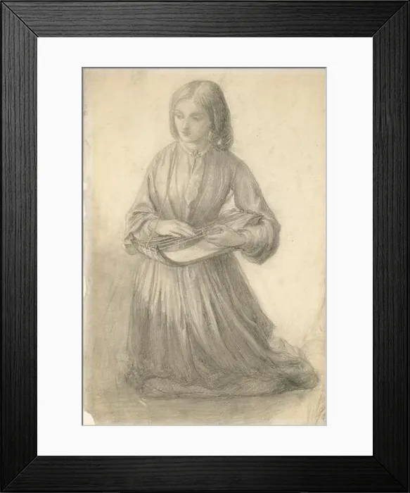 Framed Print : Elizabeth Siddal playing a Stringed Instrument, c1852. Artist: Dante Gabriel Rossetti Framed Print : Elizabeth Siddal playing a Stringed Instrument, c1852. Artist: Dante Gabriel Rossetti