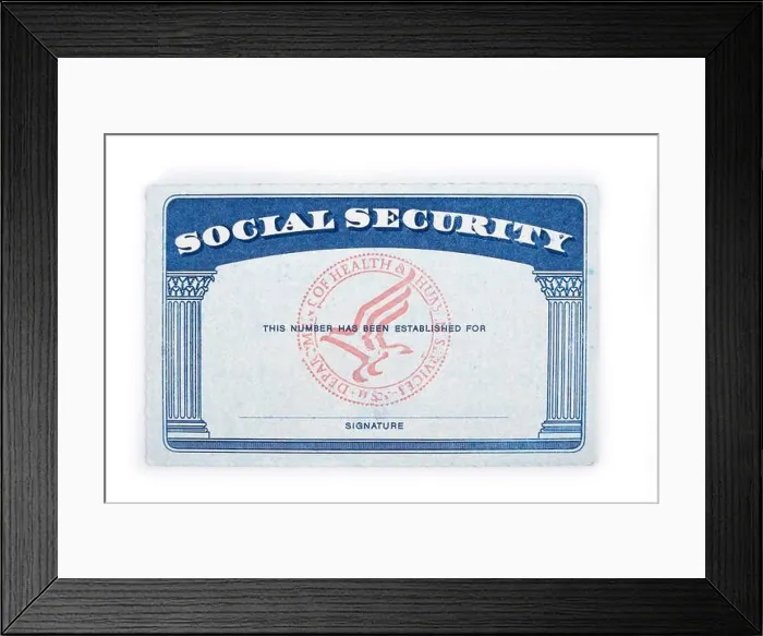 Framed Print : Blank social security card on a white Framed Print : Blank social security card on a white