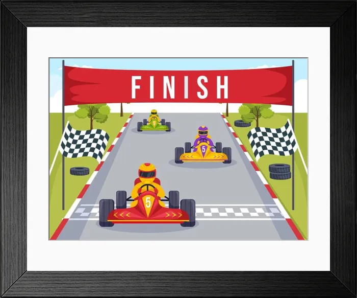 Framed Print : Karting Sport with Racing Game Go Kart or Mini Car on Small Circuit Track in Flat Cartoon Hand Drawn Template Framed Print : Karting Sport with Racing Game Go Kart or Mini Car on Small Circuit Track in Flat Cartoon Hand Drawn Template