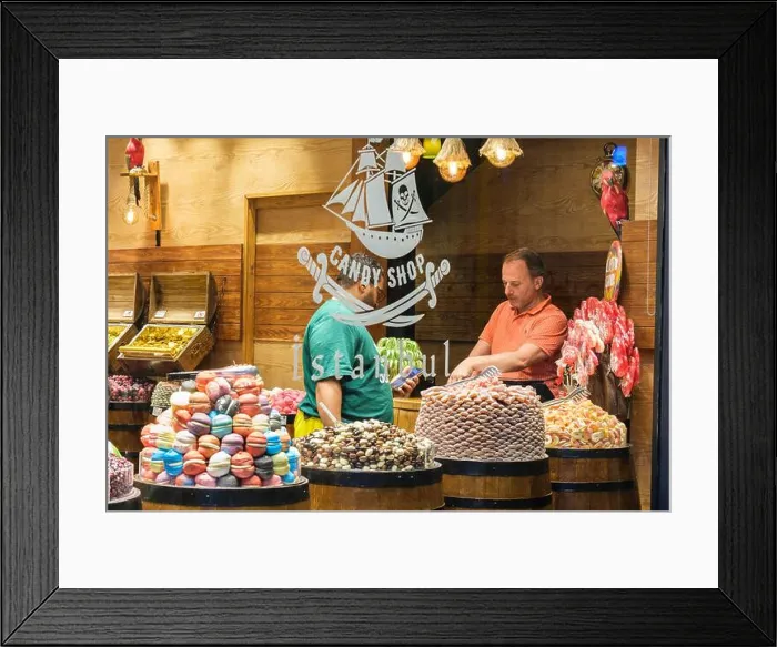 Framed Print : Istanbul, Turkey, Türkiye. Istiklal Street, Patron in Captain Candy Shop Framed Print : Istanbul, Turkey, Türkiye. Istiklal Street, Patron in Captain Candy Shop