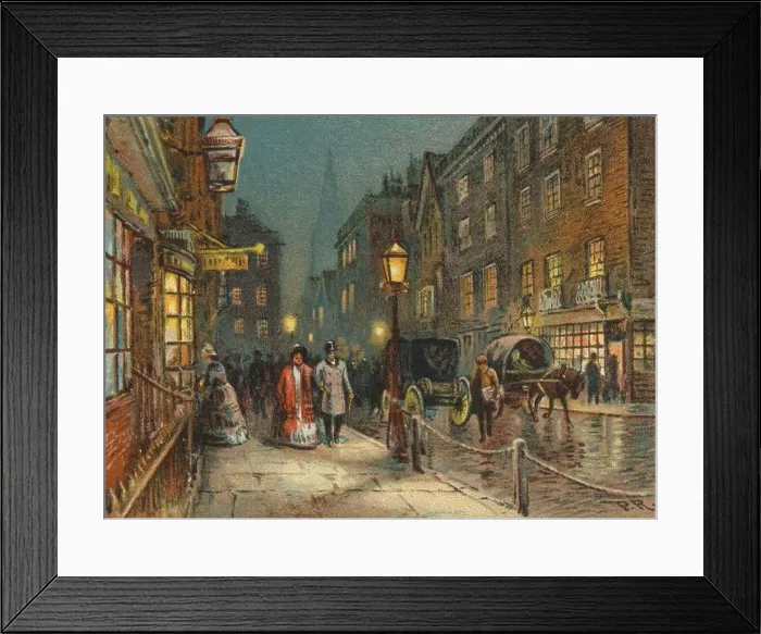 Framed Print : London Street during Victorian era 19th century Framed Print : London Street during Victorian era 19th century