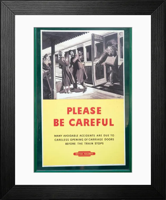 Framed Print : Vintage British Railways rail safety poster, Swanage railway station, Dorset, England, UK Framed Print : Vintage British Railways rail safety poster, Swanage railway station, Dorset, England, UK