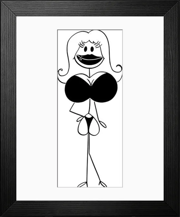 Framed Print : Vector cartoon stick figure drawing conceptual illustration of sexy woman after lips Framed Print : Vector cartoon stick figure drawing conceptual illustration of sexy woman after lips