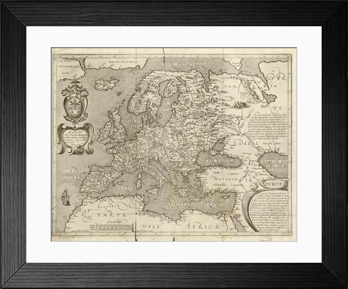 Framed Print : 16th century map of Europe. Published in Sienna in 1600 Framed Print : 16th century map of Europe. Published in Sienna in 1600