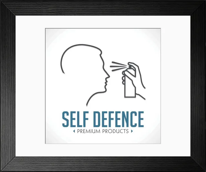 Framed Print : Pepper spray - self defence concept logo Framed Print : Pepper spray - self defence concept logo