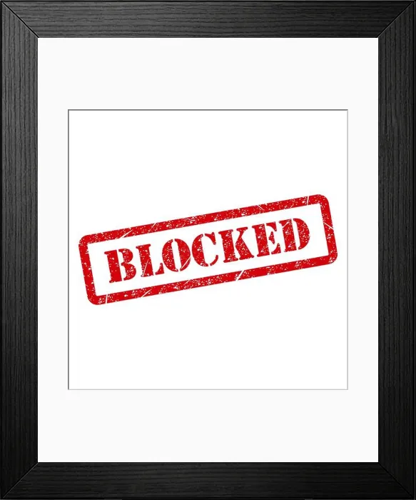 Framed Print : Blocked stamp symbol, label sticker sign button, text banner vector illustration Framed Print : Blocked stamp symbol, label sticker sign button, text banner vector illustration