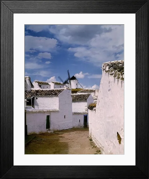 Framed Print : CALLE CON UN MOLINO AL FONDO. Location: EXTERIOR. CAMPO DE CRIPTANA. CIUDAD REAL. SPAIN Framed Print : CALLE CON UN MOLINO AL FONDO. Location: EXTERIOR. CAMPO DE CRIPTANA. CIUDAD REAL. SPAIN