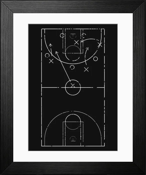 Framed Print : Basketball play field draw by chalk Framed Print : Basketball play field draw by chalk