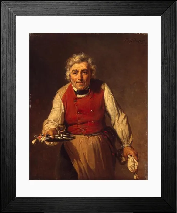 Framed Print : Servant with a Tray 1852 by François Verheyden Framed Print : Servant with a Tray 1852 by François Verheyden