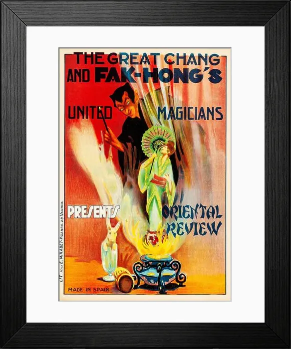 Framed Print : Magicians Chang and Fak Hong's Oriental Review (1930s) Magic Show Poster Framed Print : Magicians Chang and Fak Hong's Oriental Review (1930s) Magic Show Poster