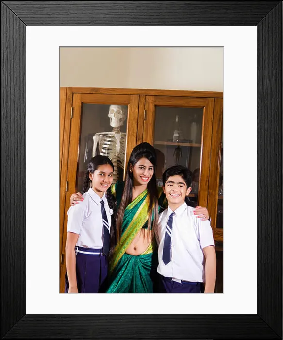 Framed Print : Indian School Boy and Girl Student With Teacher Standing Together In Science Laboratory Framed Print : Indian School Boy and Girl Student With Teacher Standing Together In Science Laboratory