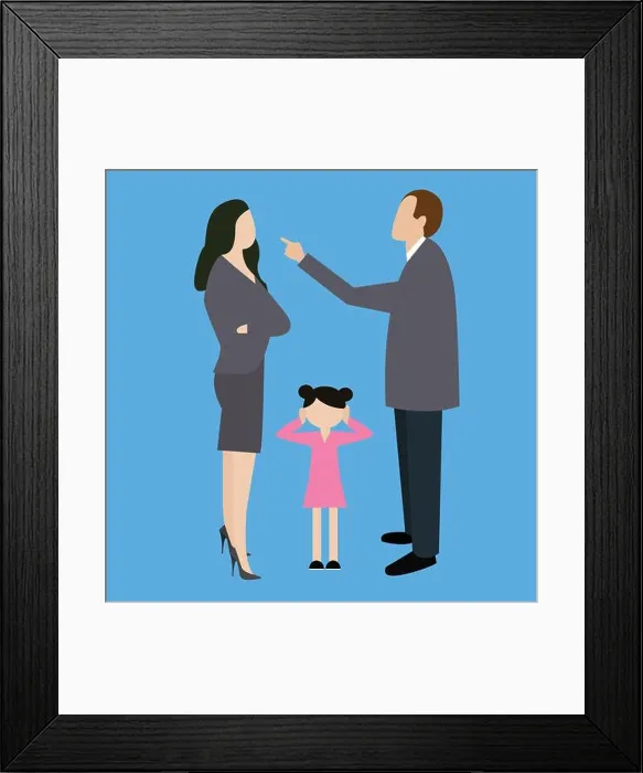 Framed Print : parent couple fight argue arguing in front child Framed Print : parent couple fight argue arguing in front child