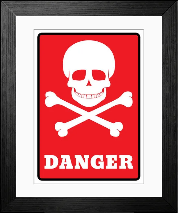 Framed Print : Danger skull warning death symbol Framed Print : Danger skull warning death symbol