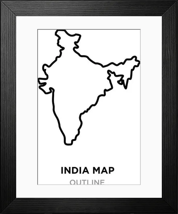 Framed Print : india map outline png on white background, vector illustration Framed Print : india map outline png on white background, vector illustration