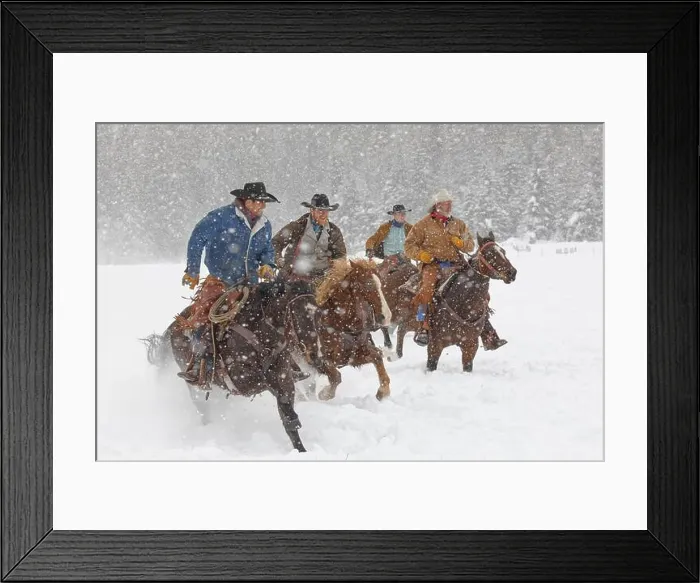 Framed Print : Cowboys during winter roundup, Kalispell, Montana Framed Print : Cowboys during winter roundup, Kalispell, Montana