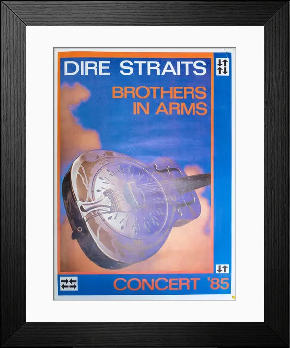Framed Print : Dire Straits Brothers in Arms Tour 1985, promotional poster, Musical concert poster Framed Print : Dire Straits Brothers in Arms Tour 1985, promotional poster, Musical concert poster