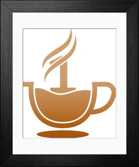 Framed Print : Coffee cup icon design number 1 logo concept Framed Print : Coffee cup icon design number 1 logo concept