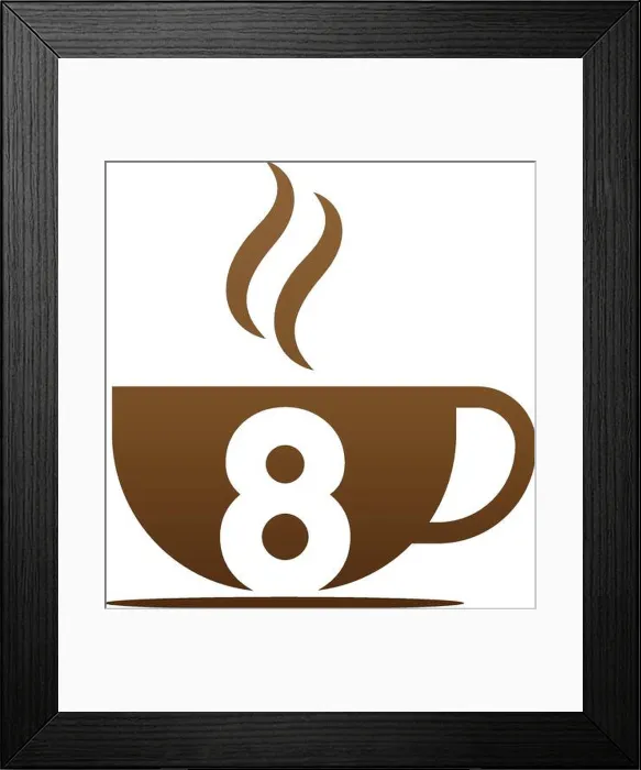 Framed Print : Coffee cup icon design number 8 logo concept Framed Print : Coffee cup icon design number 8 logo concept
