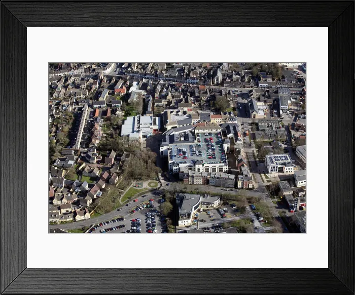 Framed Print : aerial view of Witney town centre in Oxfordshire, UK Framed Print : aerial view of Witney town centre in Oxfordshire, UK
