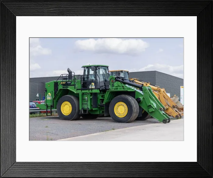Framed Print : Gondreville, France - View on a green wheel loader CAT 988H for earthworks on a construction site Framed Print : Gondreville, France - View on a green wheel loader CAT 988H for earthworks on a construction site