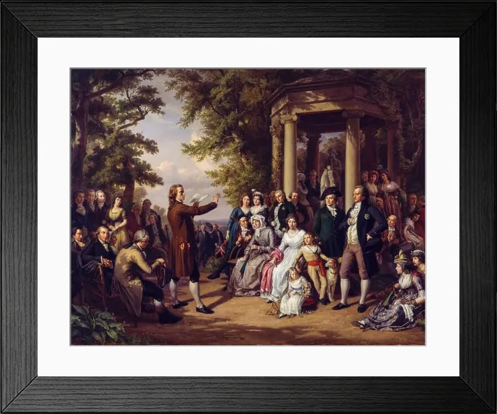 Framed Print : Weimar's Courtyard of the Muses (Friedrich Schiller reading to the court in Tiefurt) Framed Print : Weimar's Courtyard of the Muses (Friedrich Schiller reading to the court in Tiefurt)