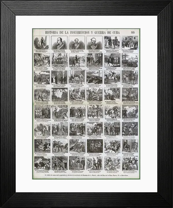 Framed Print : Aleluya. Historia de la insurrección y guerra de Cuba. Grabado popular del siglo XIX