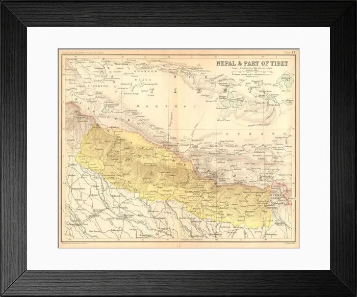 Framed Print : Nepal & part of Tibet. Himalayas. Kathmandu 1909 old antique map plan chart Framed Print : Nepal & part of Tibet. Himalayas. Kathmandu 1909 old antique map plan chart