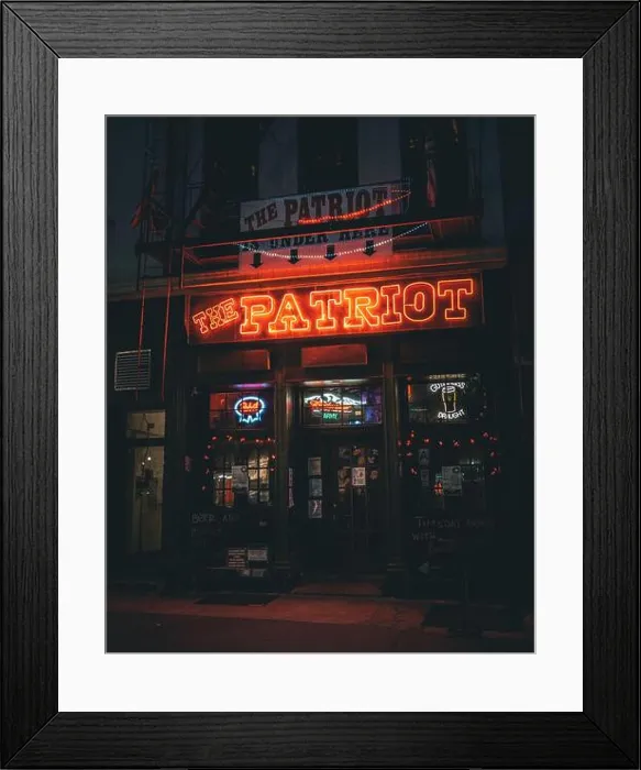 Framed Print : The Patriot Saloon neon sign at night, in Tribeca, Manhattan, New York Framed Print : The Patriot Saloon neon sign at night, in Tribeca, Manhattan, New York