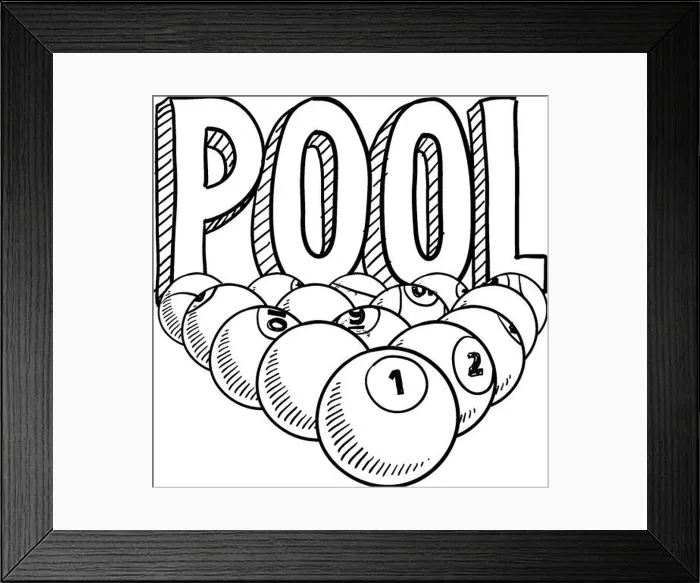 Framed Print : Pool billiards sketch Framed Print : Pool billiards sketch