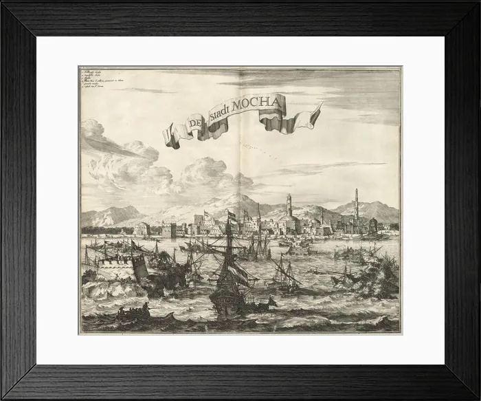 Framed Print : This 19th-century painting shows the city of Mocha Framed Print : This 19th-century painting shows the city of Mocha