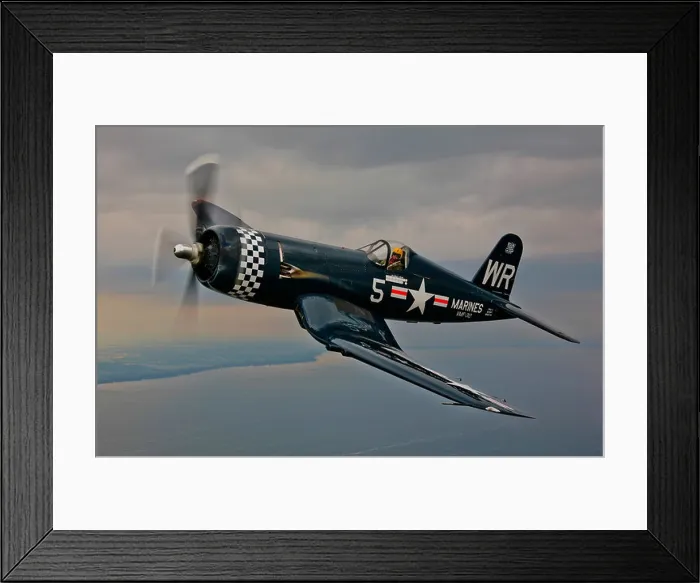 Framed Print : A Vought F4U-5 Corsair in VMF-312 markings during the Korean War, flying over Oshkosh, Wisconsin Framed Print : A Vought F4U-5 Corsair in VMF-312 markings during the Korean War, flying over Oshkosh, Wisconsin