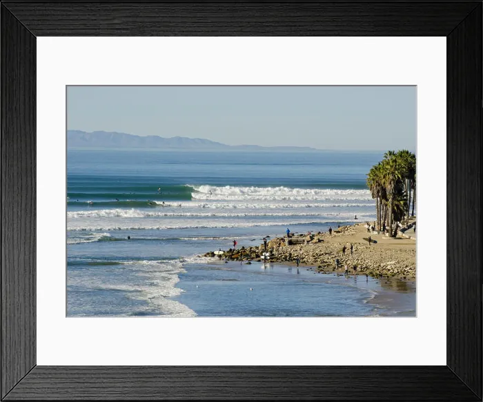 Framed Print : Winter swell and surfers at Surfers Point Framed Print : Winter swell and surfers at Surfers Point