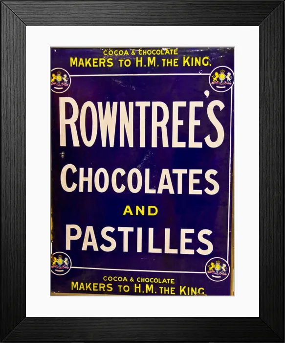 Framed Print : Vintage metal Rowntree's advertising sign Framed Print : Vintage metal Rowntree's advertising sign
